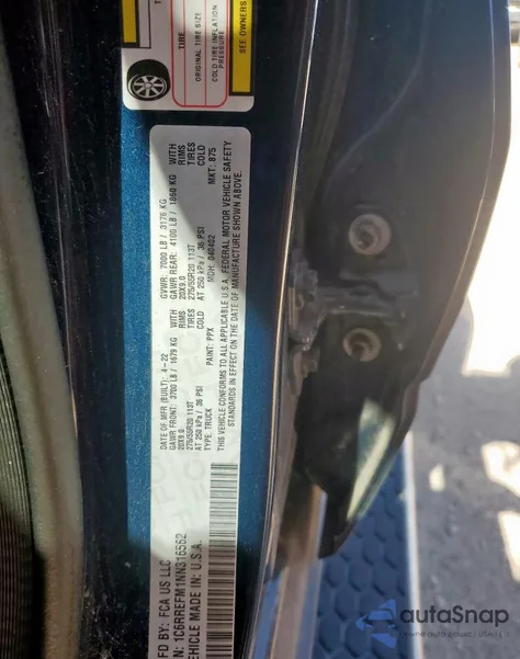 2022 Ram 1500 Big Horn/Lone Star from USA, damaged, VIN 1C6RREFM1NN316562